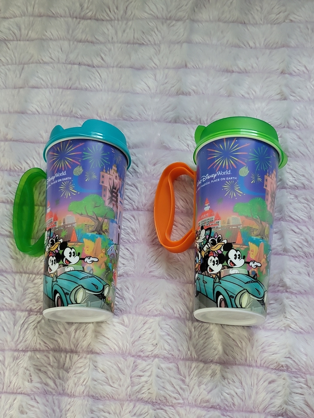 Walt Disney World Travel Reuseable Refillable Mugs Set of 2 Mickey Friends 16oz